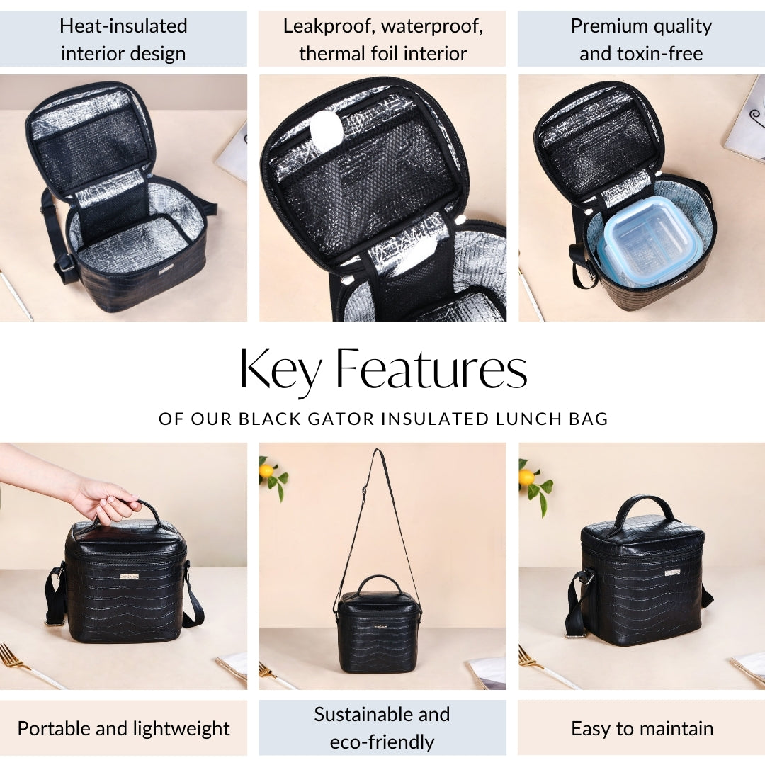 Classic Luxury Insulated Lunch Bag Black
