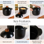 Maison Black Glazed Cooking Pot With Lid 5800ml