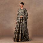Black - Gold Anarkali Set | MURAQQA