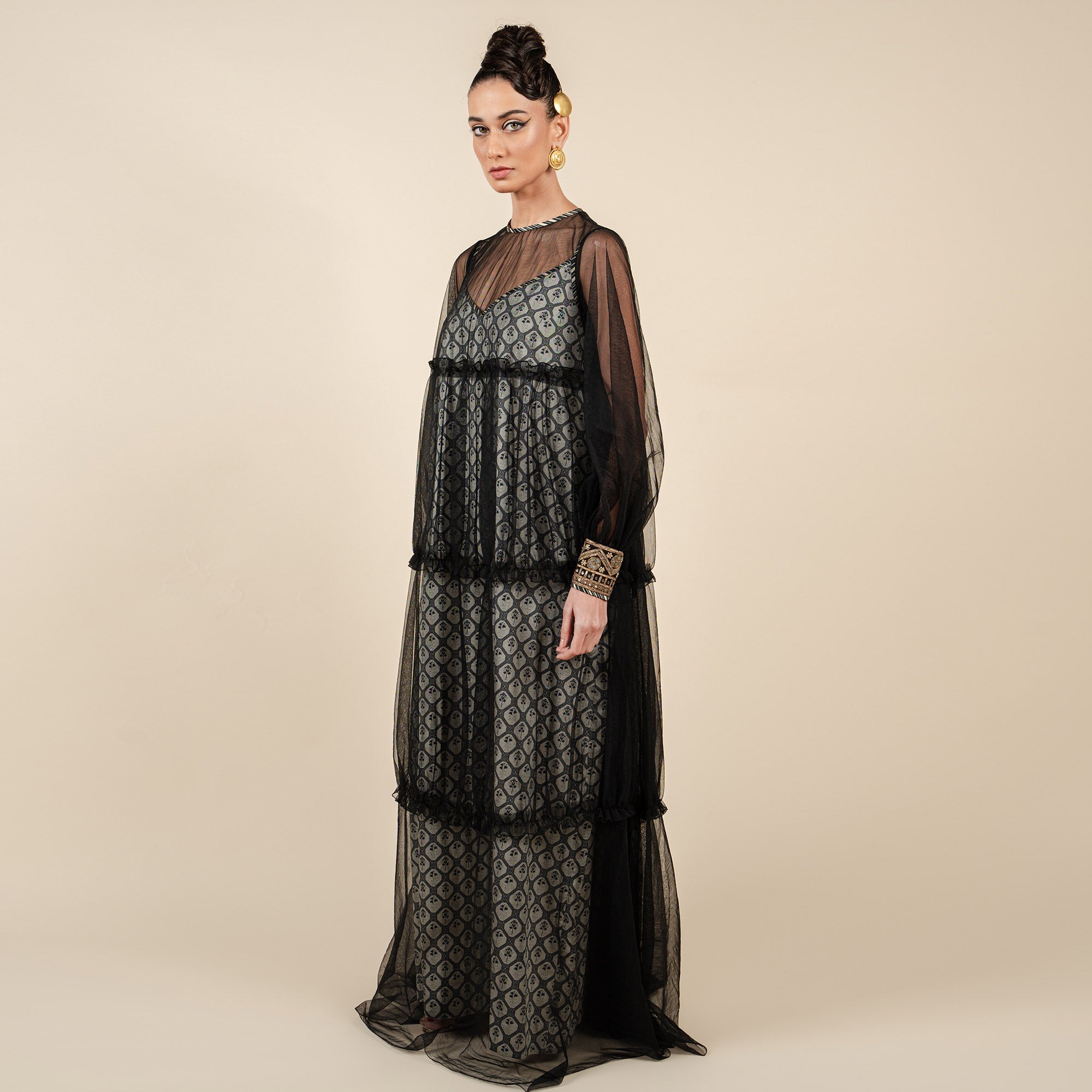 Black - Ivory Anarkali | CHAR