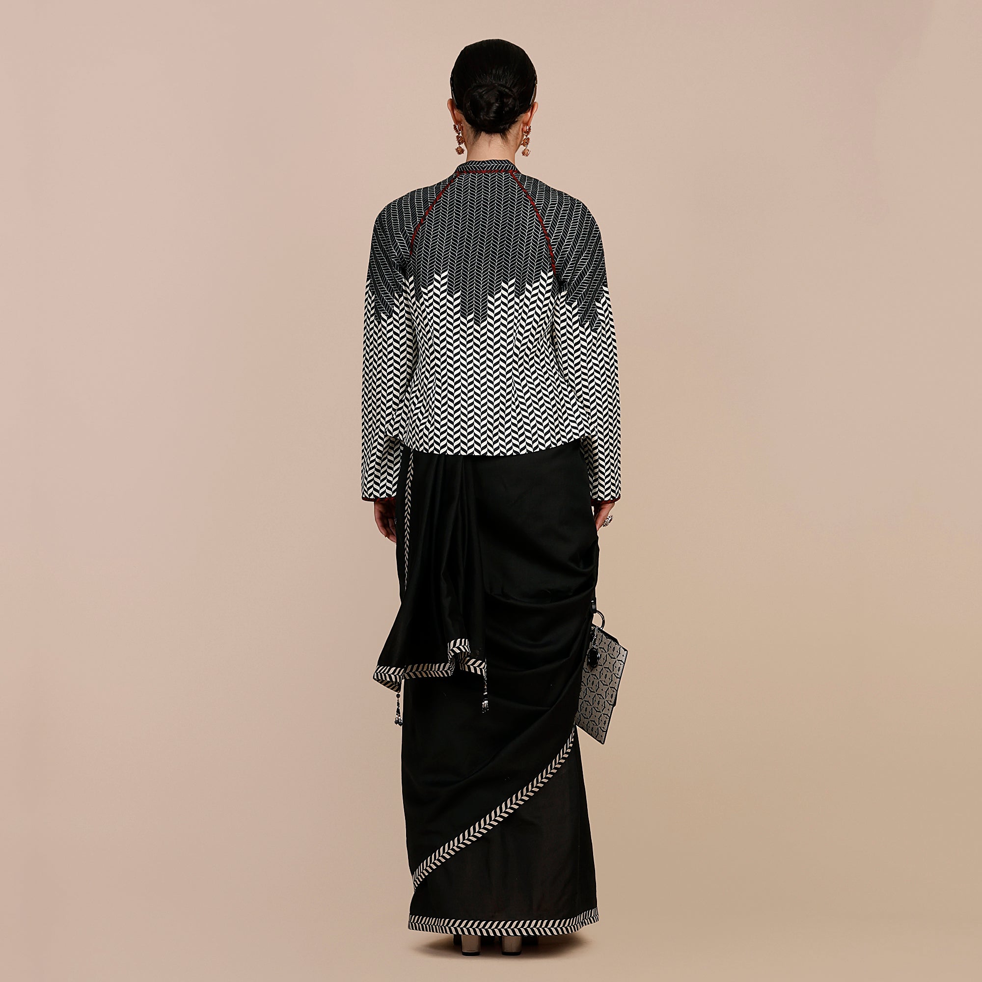 Black - Ivory Chevron Reversible IKA Jacket | SATT