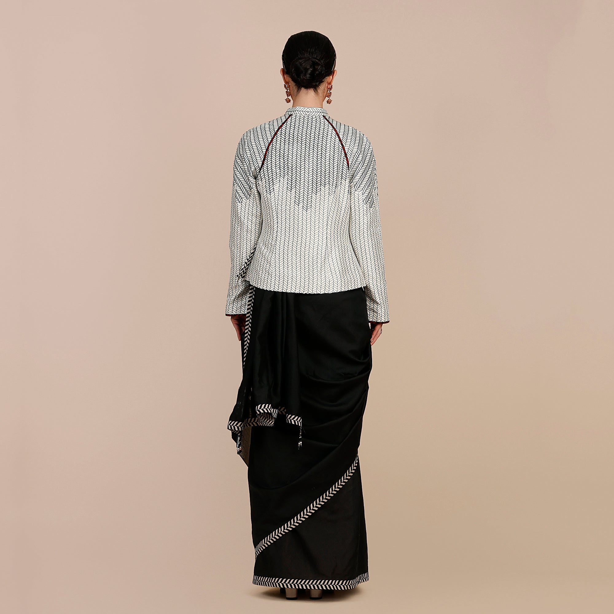 Black - Ivory Chevron Reversible IKA Jacket | SATT