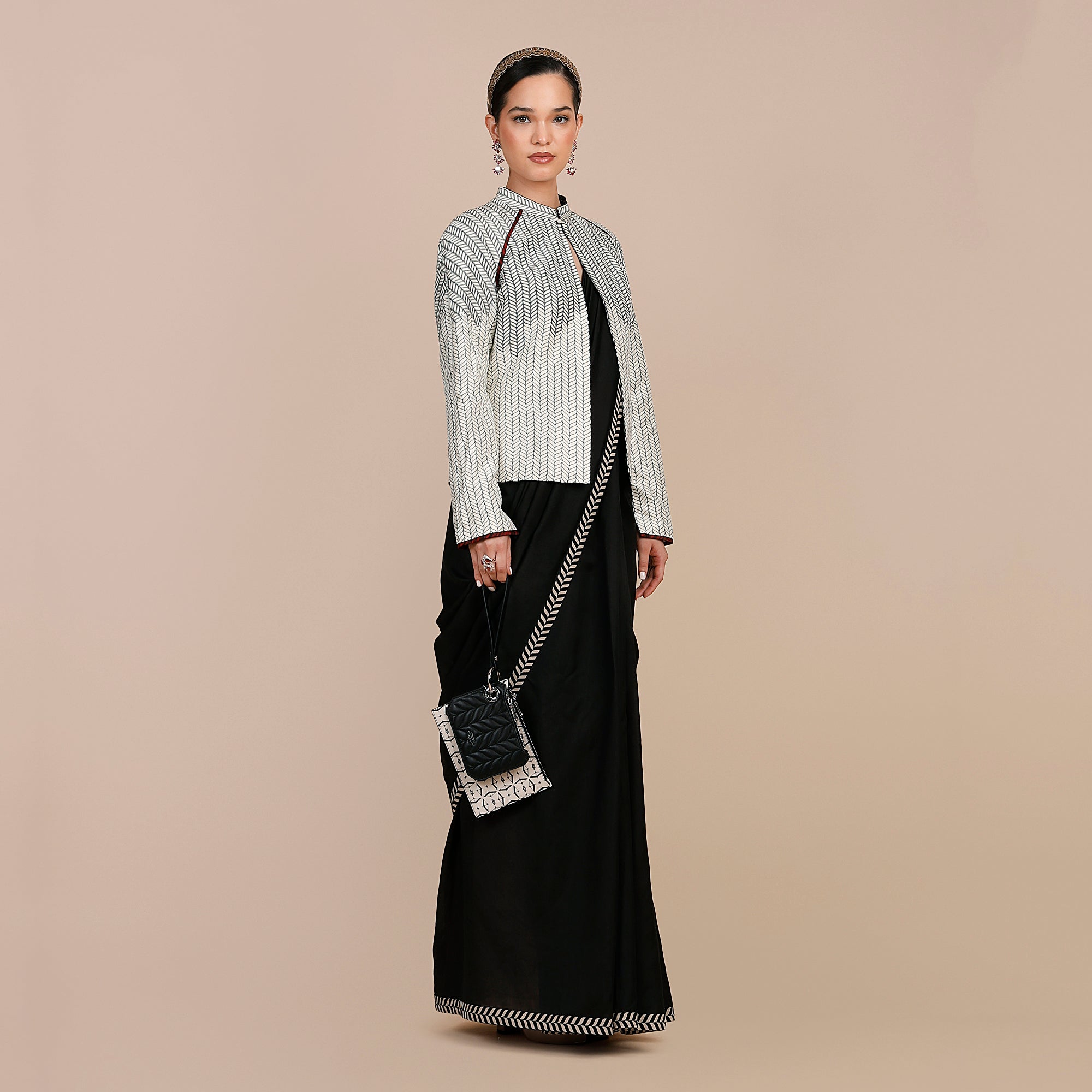 Black - Ivory Chevron Reversible IKA Jacket | SATT