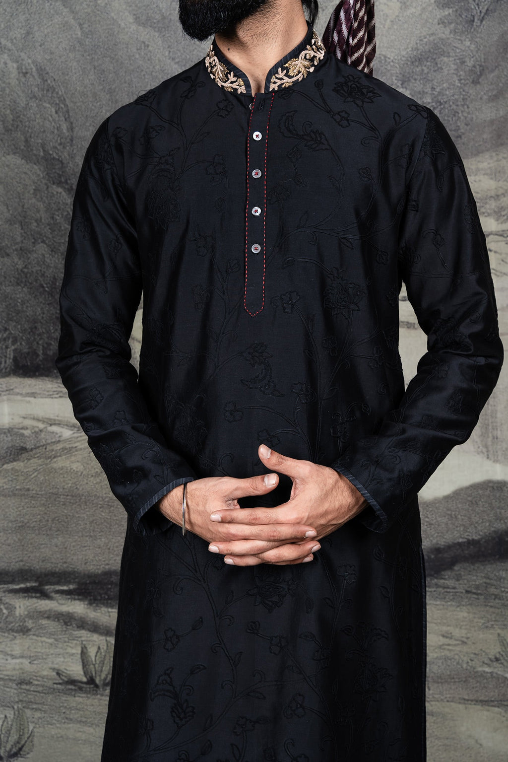 Black Monochrome Kurta Set | BARODA