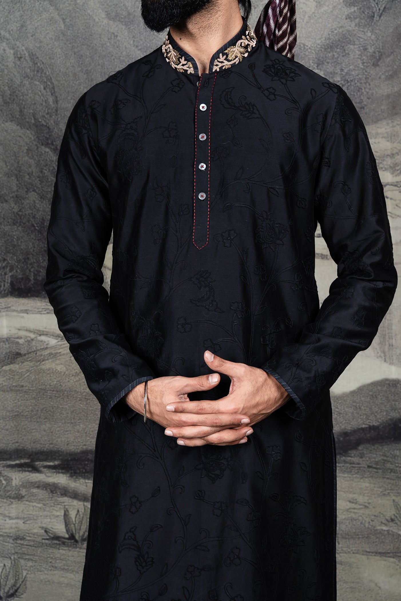 Black Monochrome Kurta Set | BARODA