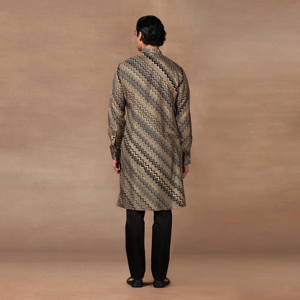 Black - Olive Green Kurta Set | MURAQQA