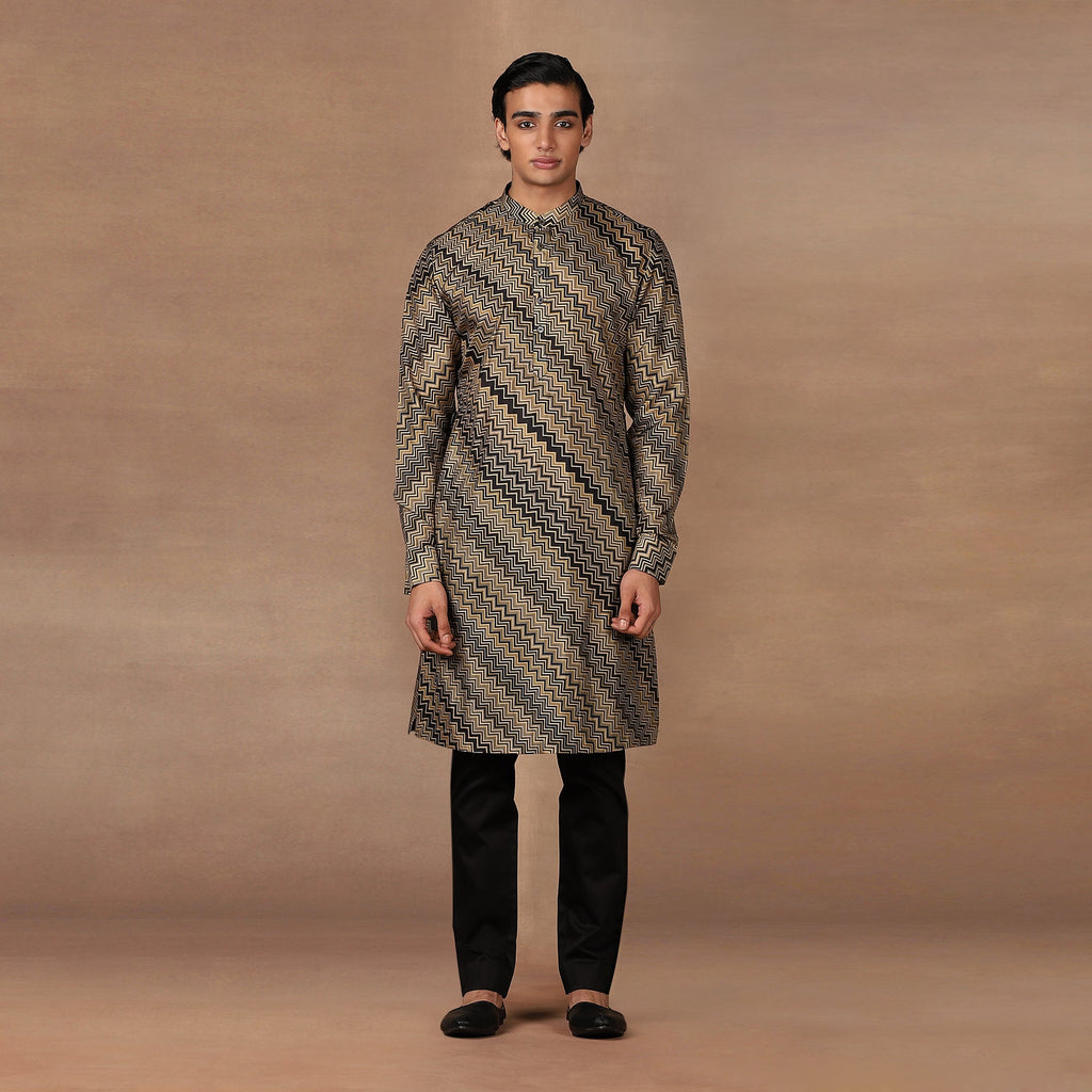 Black - Olive Green Kurta Set | MURAQQA