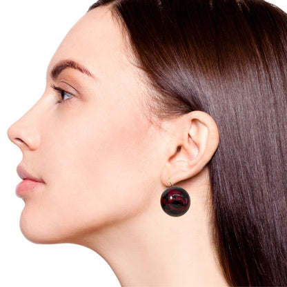 Abstract Patterned Maroon Bead Earrings