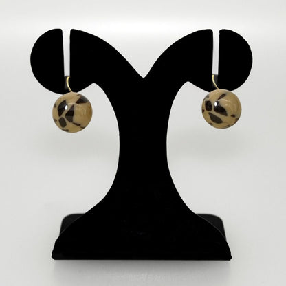 Black Patterned Brown Bead Earrings