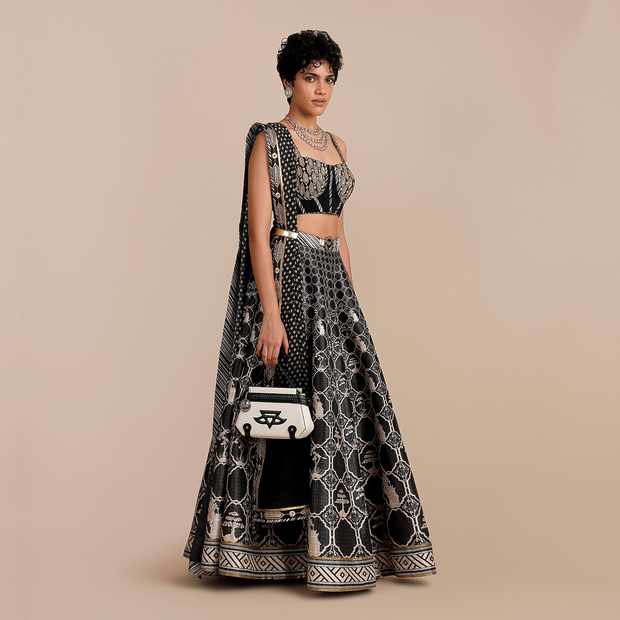 Black - Pearl Ivory Skirt Set | SATT