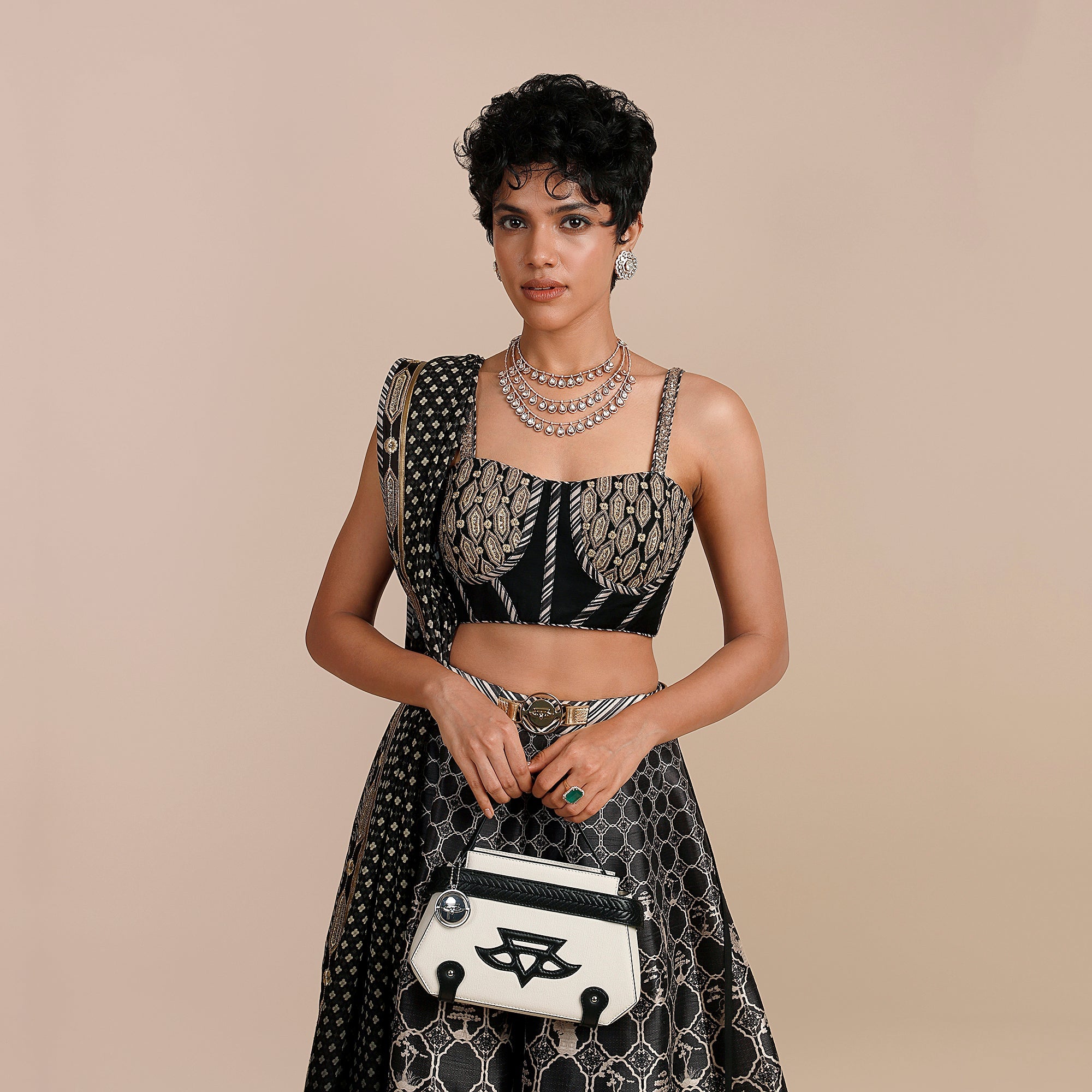 Black - Pearl Ivory Skirt Set | SATT