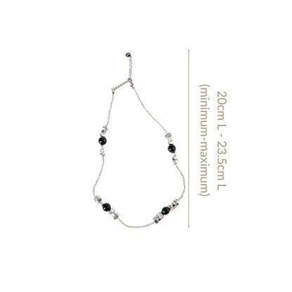 Black Pearls Beaded Silver Necklace