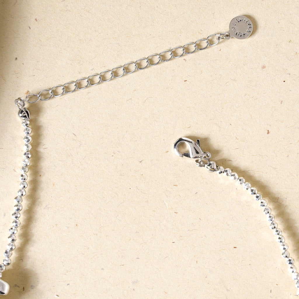 Black Pearls Beaded Silver Necklace