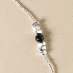Black Pearls Beaded Silver Necklace