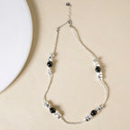 Black Pearls Beaded Silver Necklace