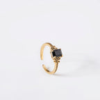 Black Stone Flutter Ring Gold