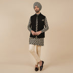 Black Textured Nehru Jacket | CHAR