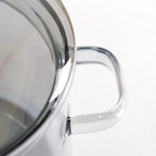 Grey Borosilicate Glass Cooking Pot With Reflective Lid 2L