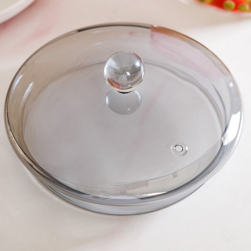 Grey Borosilicate Glass Cooking Pot With Reflective Lid 2L