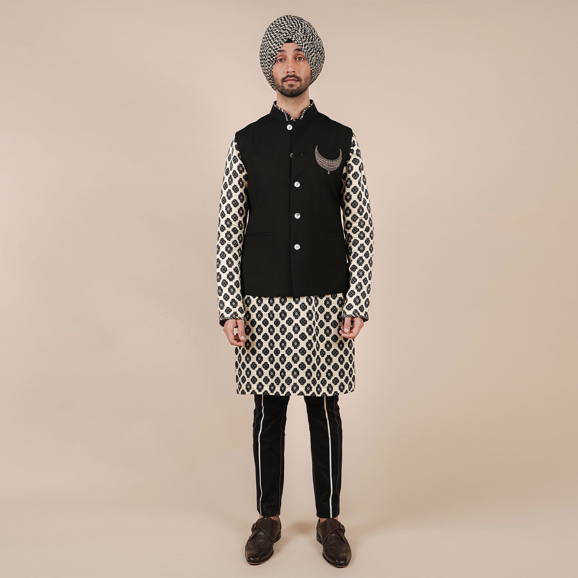 Black Trousers with Ombre Piping | CHAR