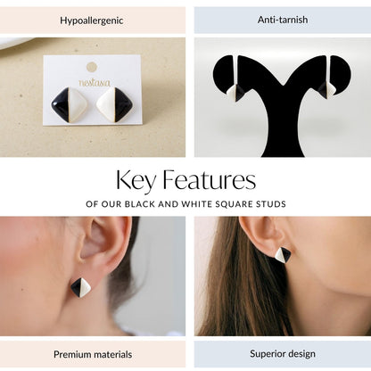 Black And White Square Studs