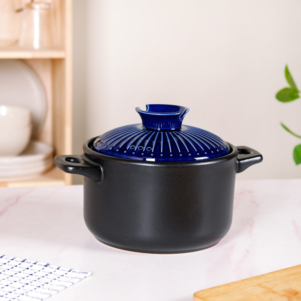 Lumea Ceramic Cooking Pot With Deep Blue Lid 2600ml
