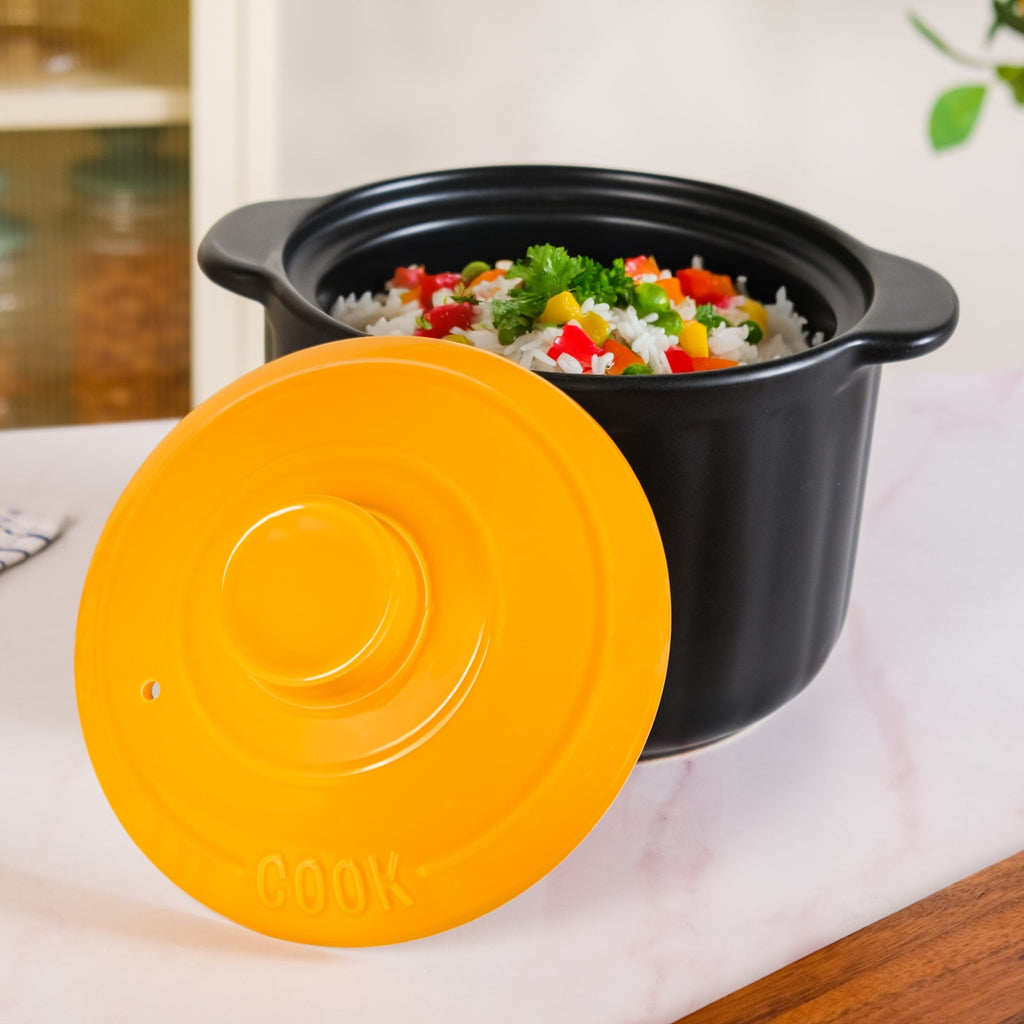 Ceramic Braising Cookpot With Orange Dome Lid 5500ml
