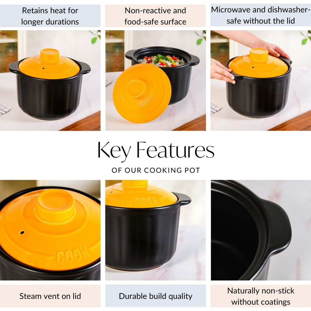 Ceramic Braising Cookpot With Orange Dome Lid 5500ml