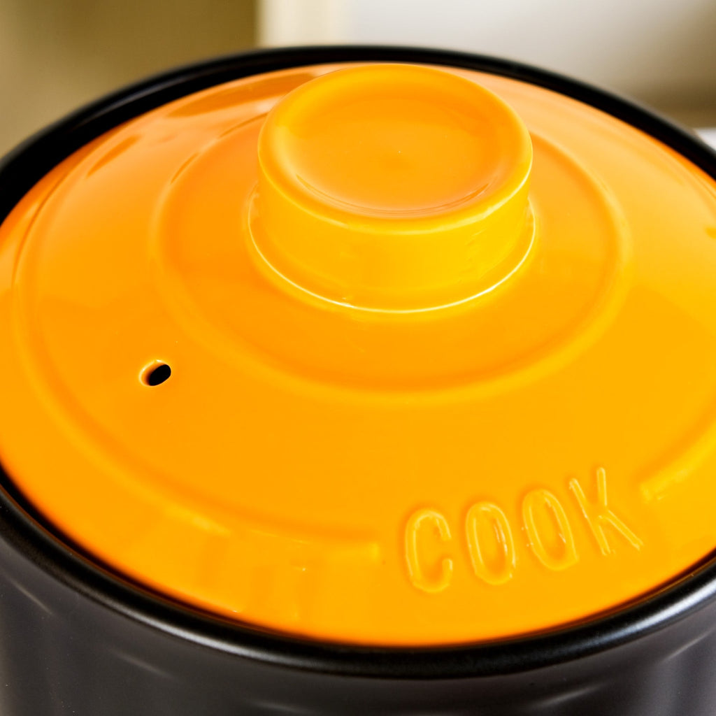 Ceramic Braising Cookpot With Orange Dome Lid 5500ml