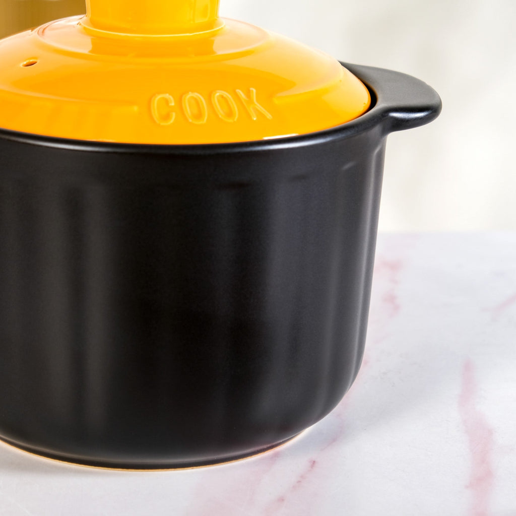 Ceramic Braising Cookpot With Orange Dome Lid 5500ml