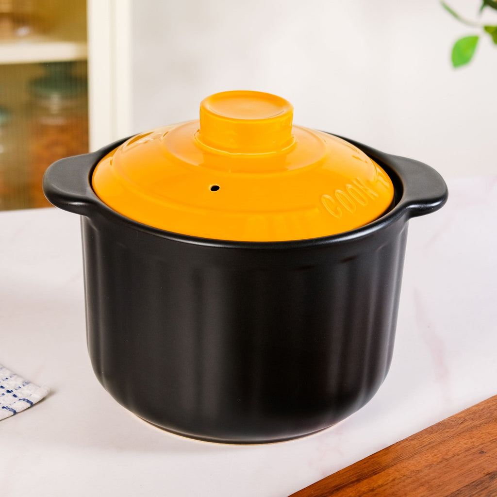 Ceramic Braising Cookpot With Orange Dome Lid 5500ml