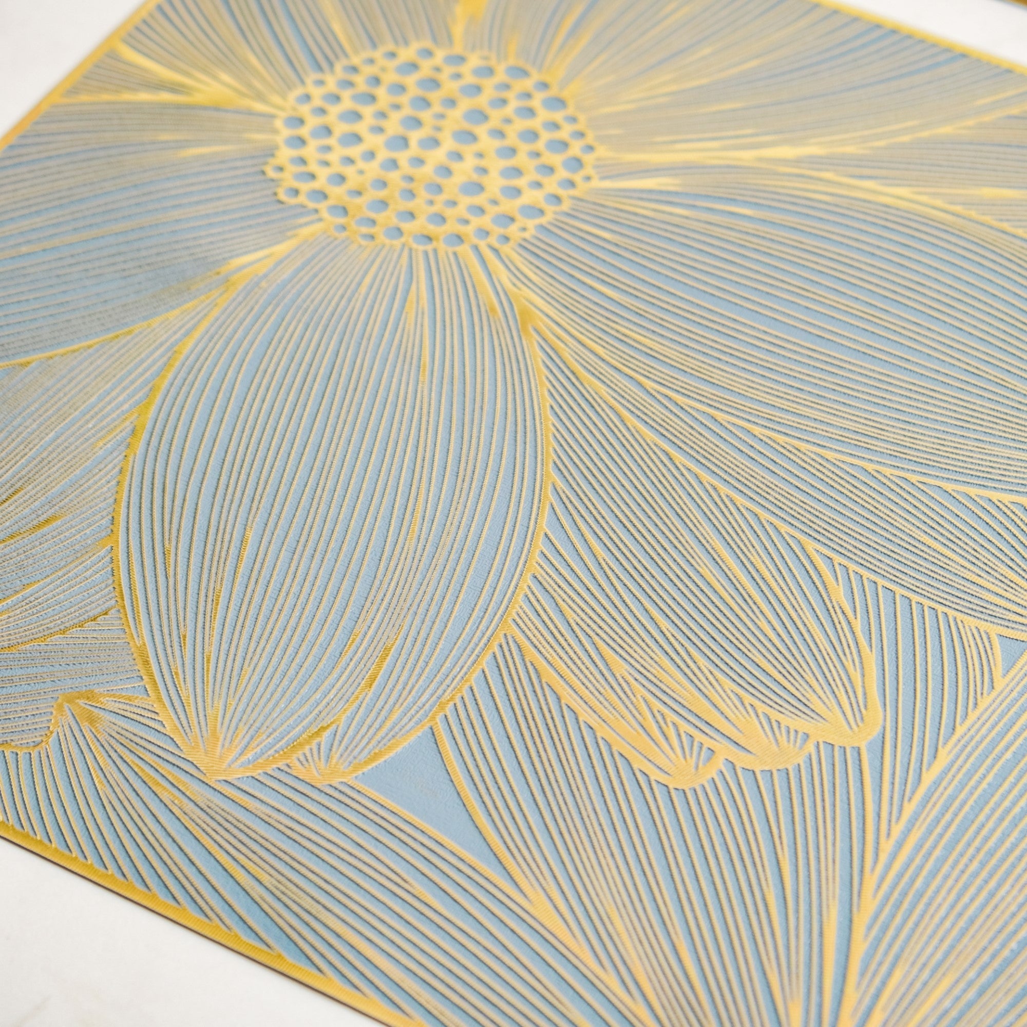 Chic Flower Rectangle Table Mat Set Of 6 Gold Blue