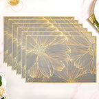 Chic Flower Rectangle Table Mat Set Of 6 Gold Blue