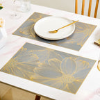 Chic Flower Rectangle Table Mat Set Of 6 Gold Blue