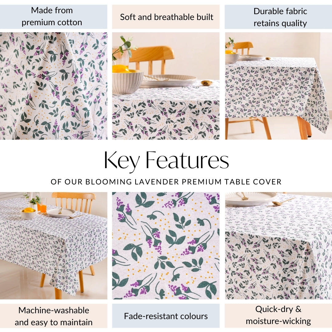 Blooming Lavender Premium Table Cover For 6 Seater 154 x 208cm