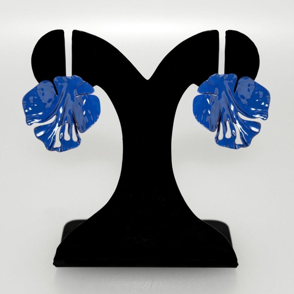 Blue Abstract Foliage Studs