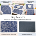 Blue And White Intrecciato Weave Rectangular Table Mat Set Of 6