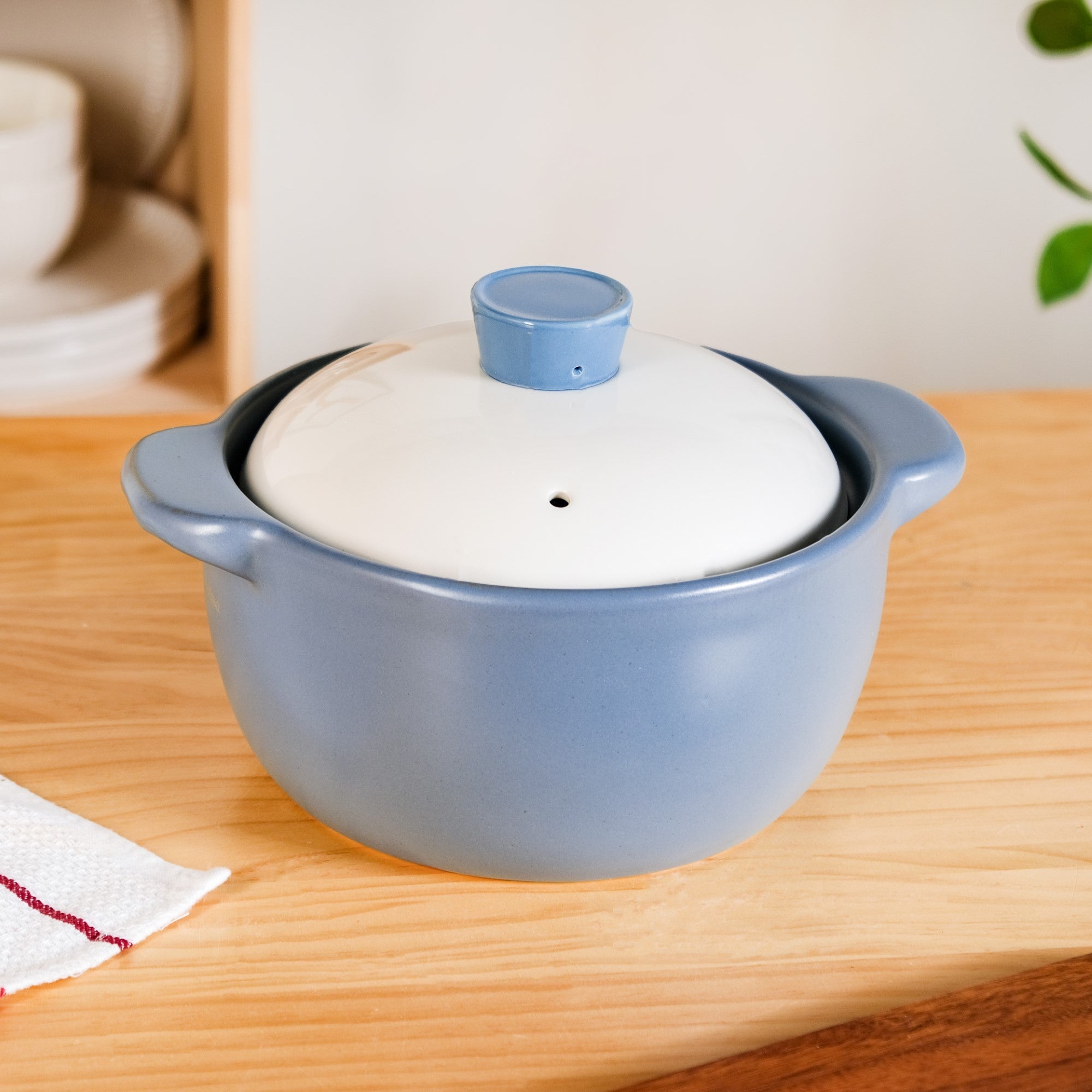 KindlePot Stovetop Ceramic Cookware Blue White 2300ml