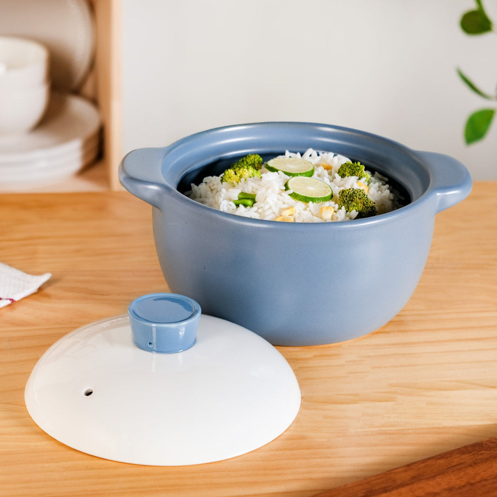 KindlePot Stovetop Ceramic Cookware Blue White 2300ml