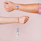 Bloom Bond Rakhi Lumba Set In Blue