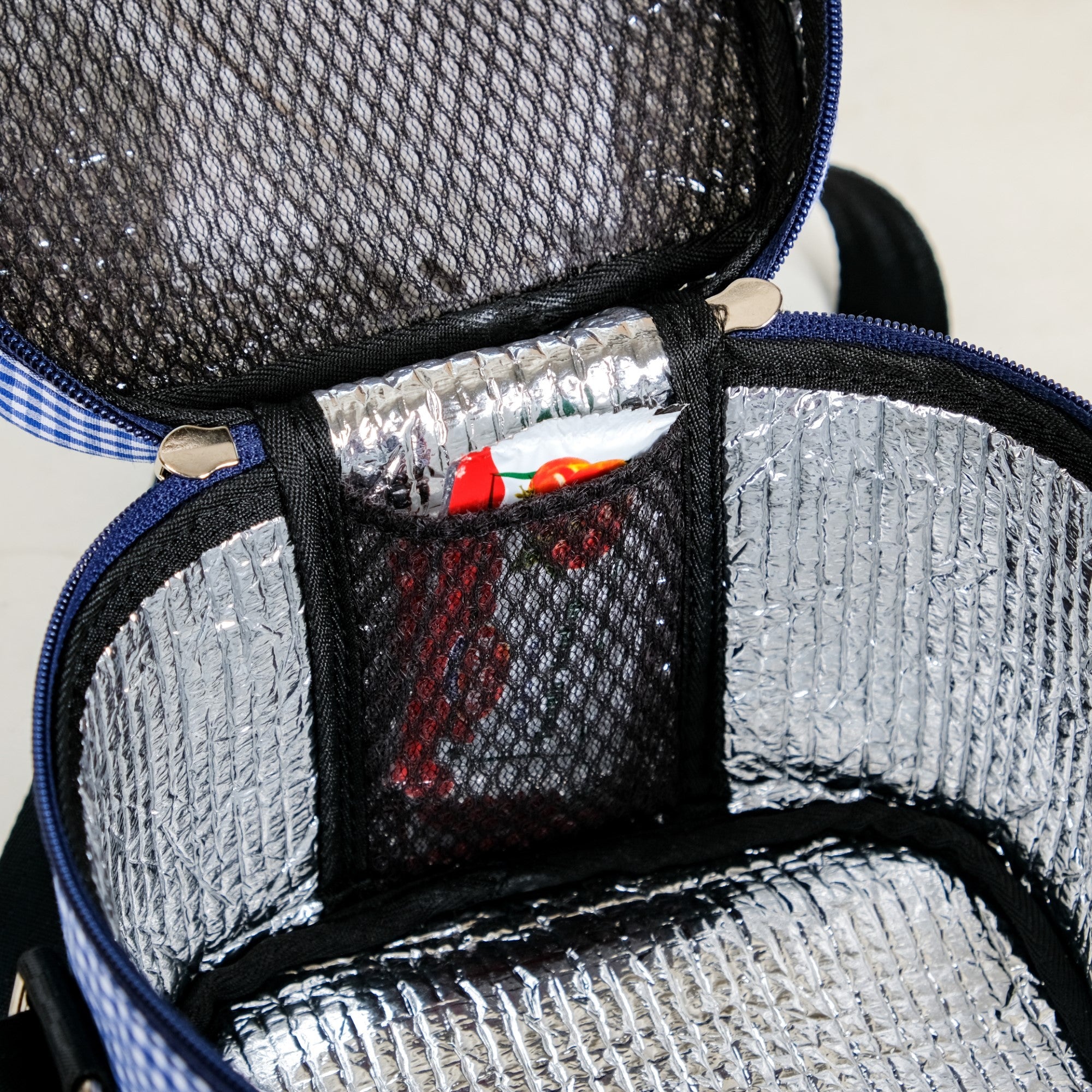 Blue Checked Lunch Bag With Insulation