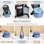 Blue Checked Lunch Bag With Insulation