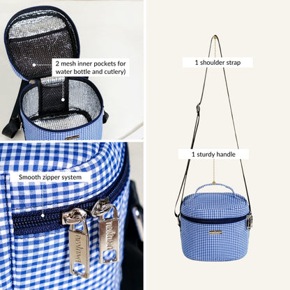 Blue Checked Lunch Bag With Insulation