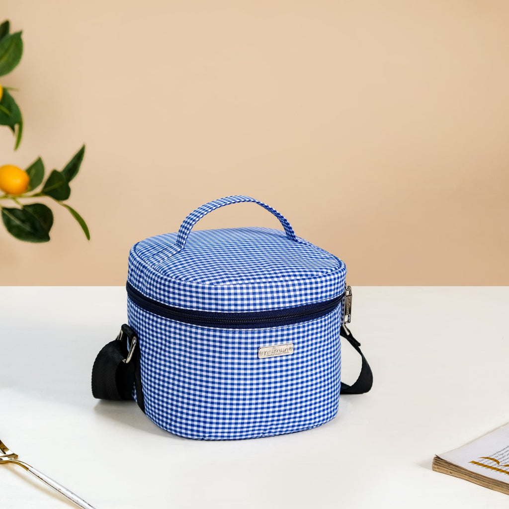 Blue Checked Lunch Bag With Insulation
