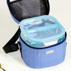 Blue Checked Lunch Bag With Insulation