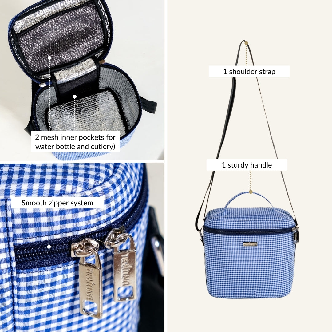 Blue Gingham Insulated Lunch Bag