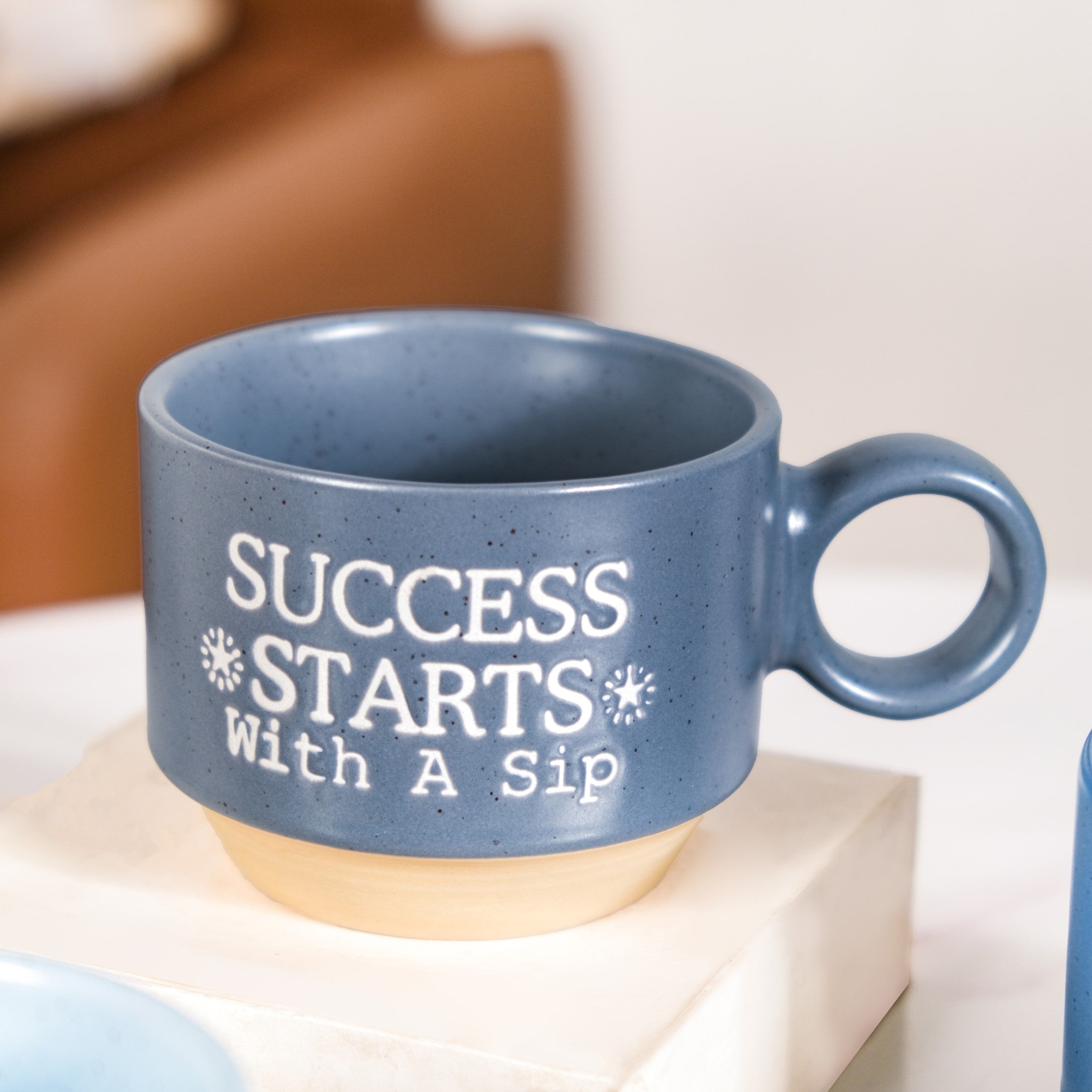 Morning Motivation Stackable Cup Set Of 4 Blue 215ml