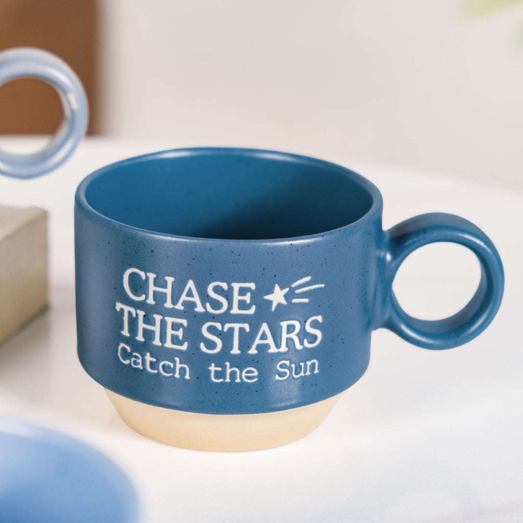 Morning Motivation Stackable Cup Set Of 4 Blue 215ml