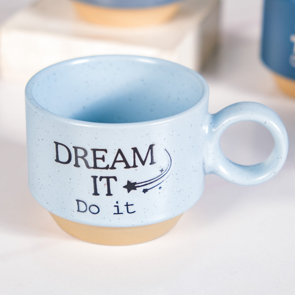 Morning Motivation Stackable Cup Set Of 4 Blue 215ml