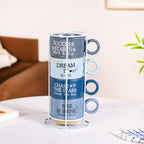 Morning Motivation Stackable Cup Set Of 4 Blue 215ml